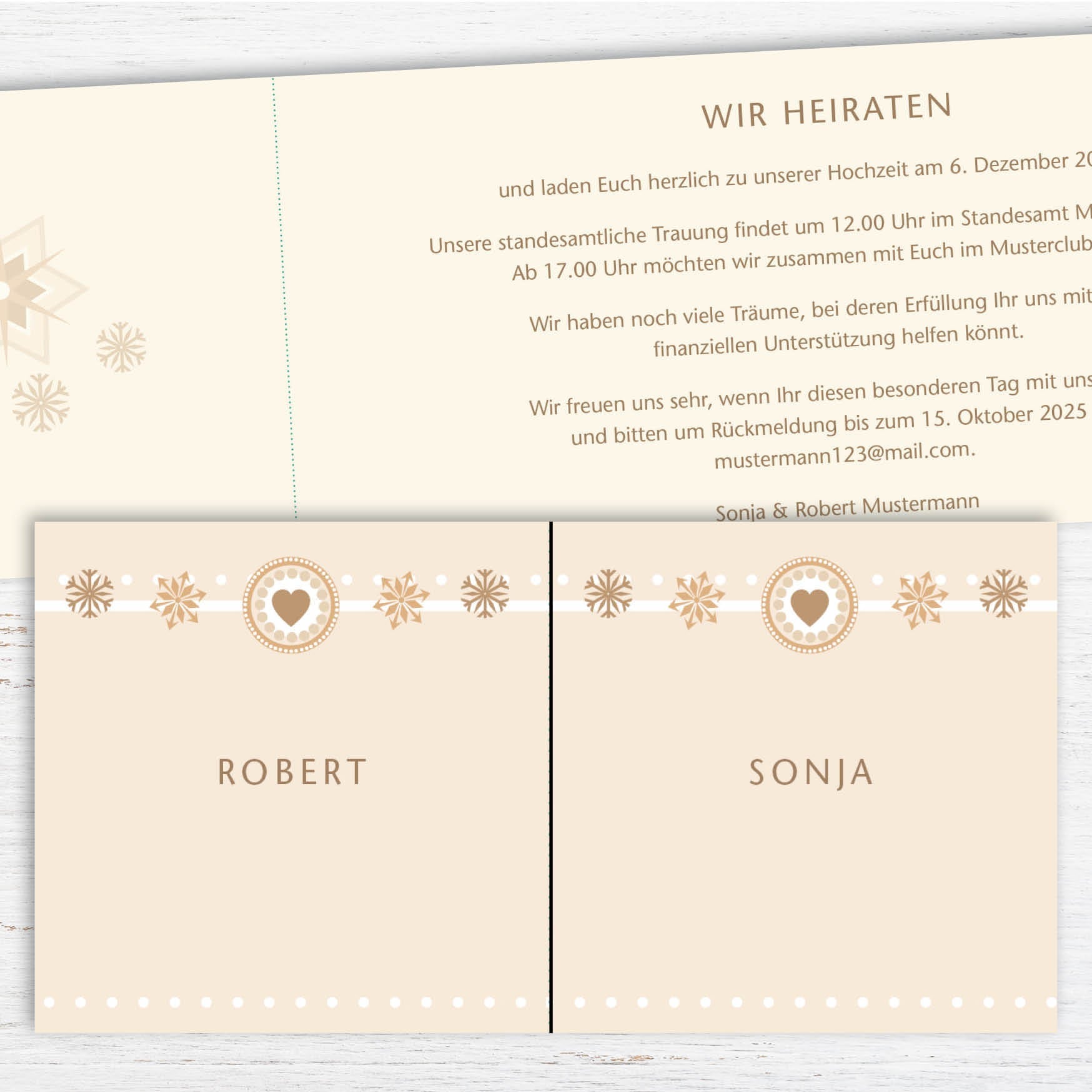 Einladungskarte zur Hochzeit: Winter Hochzeit Individuelle Einladung